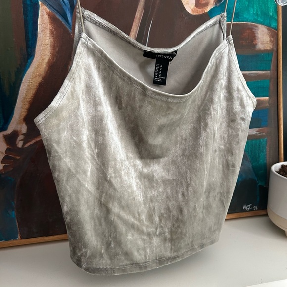 Forever 21 Metallic Gray Olive Camisole M - Picture 12 of 14